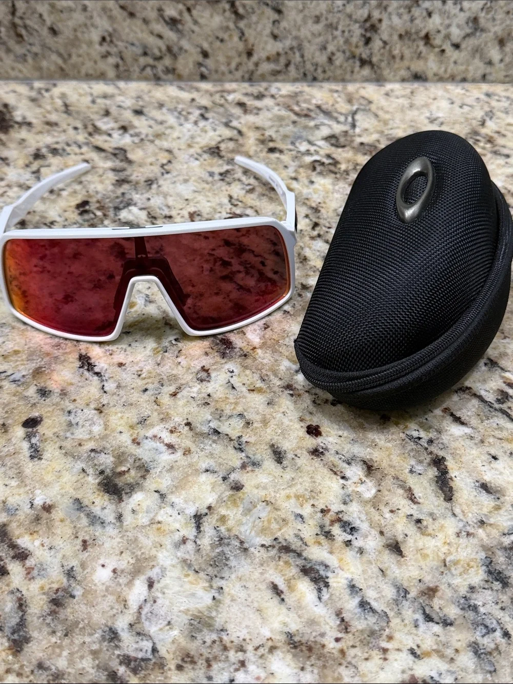 Oakley Sutro White Frame Sunglasses with Red Mirrored Lens